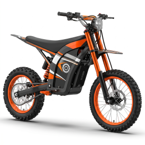 Black and Orange Line Scheme Electric Off-Road Motorcycle